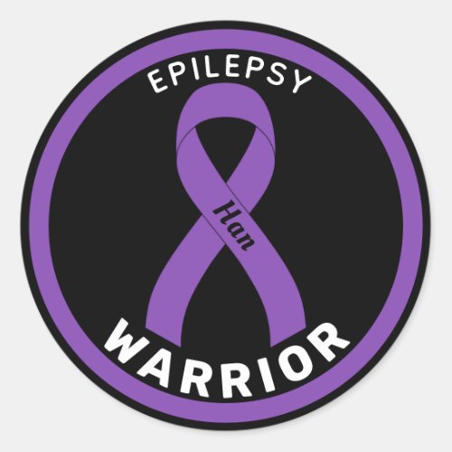 Epilepsy Warrior Ribbon Black Round Sticker