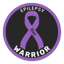 Epilepsy Warrior Ribbon Black Round Sticker