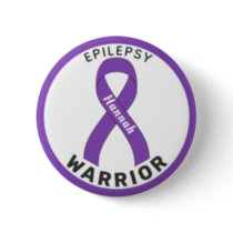 Epilepsy Warrior Ribbon White Button