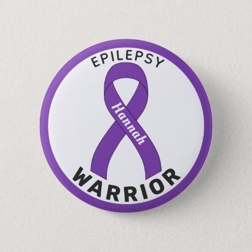 Epilepsy Warrior Ribbon White Button