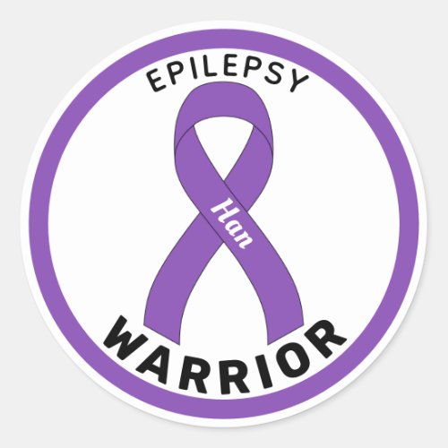 Epilepsy Warrior Ribbon White Round Sticker