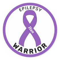Epilepsy Warrior Ribbon White Round Sticker
