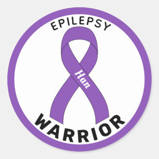 Epilepsy Warrior Ribbon White Round Sticker