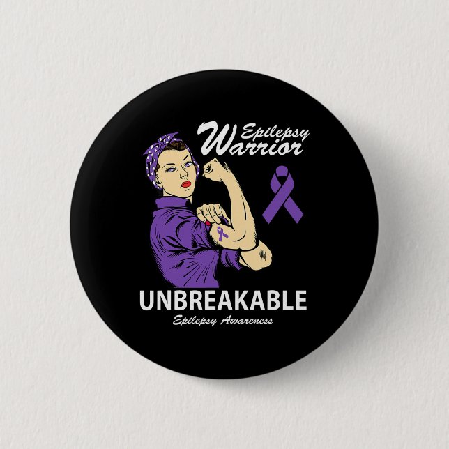 Epilepsy Warrior Unbreakable Epilepsy Awareness Gi Button (Front)