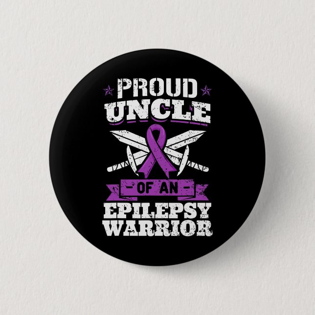 Epilepsy Warrior Uncle Epileptic Seizure Disorder  Button (Front)