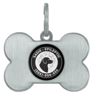 Epileptic Dog Black Dog Silhouette &amp; Pet's Info Pet ID Tag