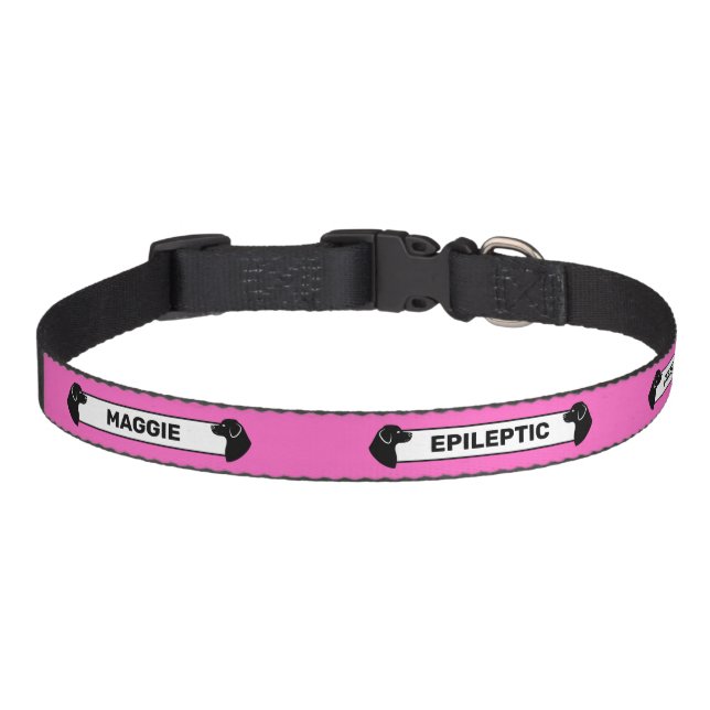Epileptic Dog - Black Dog Silhouettes - Pink Pet Collar (Front)