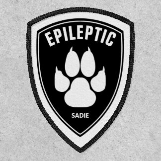 Epileptic Dog &amp; White Dog Paw On Black &amp; Name Patch