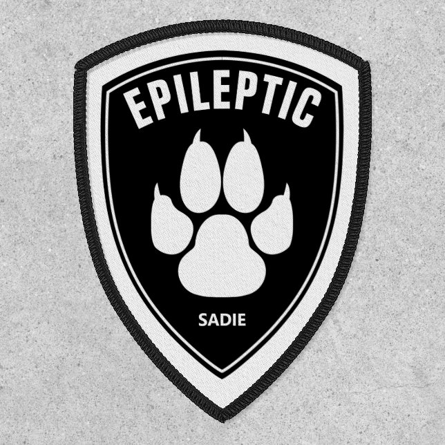 Epileptic Dog & White Dog Paw On Black & Name Patch (Front)