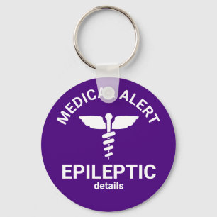 Epileptic Purple Medical Alert Keychain