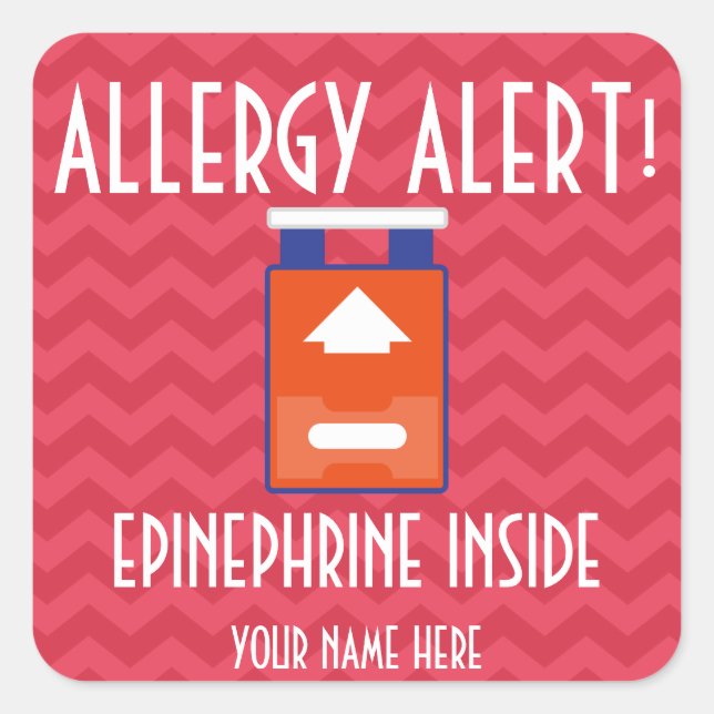Epinephrine Allergy Alert Stickers (Front)