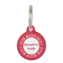 Epinephrine Inside Food Allergy Alert Kids Red Pet Tag