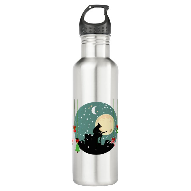 epiphany christmas befana stainless steel water bottle (Front)