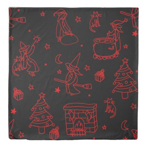 epiphany christmas witch befana black duvet cover