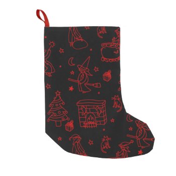 Epiphany Christmas Witch Befana Black Small Christmas Stocking by funnychristmas at Zazzle