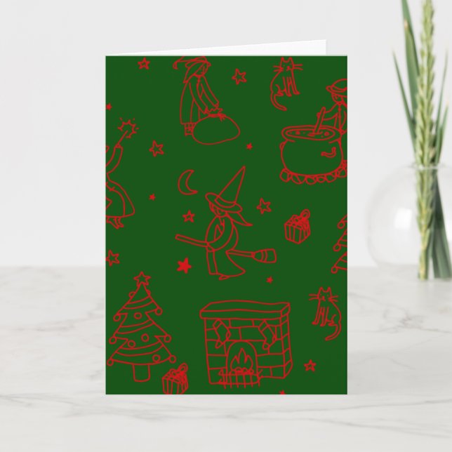 epiphany christmas witch befana green invitation (Front)