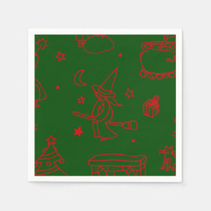 epiphany christmas witch befana green napkins