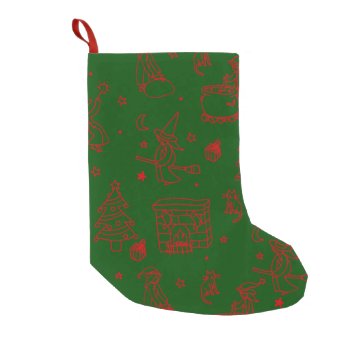 Epiphany Christmas Witch Befana Green Small Christmas Stocking by funnychristmas at Zazzle