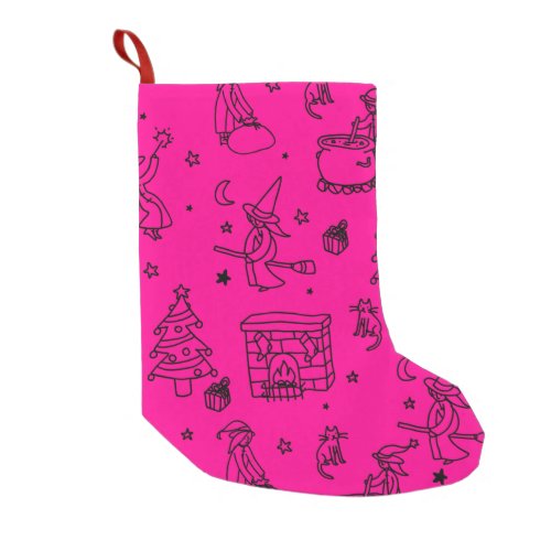 epiphany christmas witch befana pink small christmas stocking