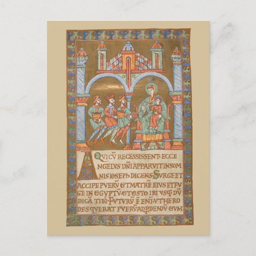 Epiphany Three Kings Christmas Medieval Manuscript Postcard