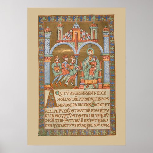 Epiphany Three Kings Christmas Medieval Manuscript Poster
