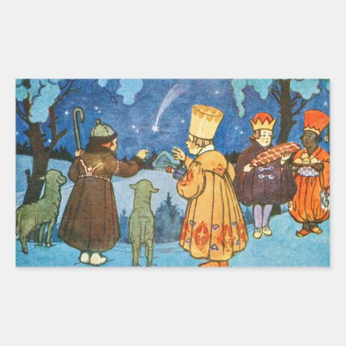 Epiphany Three Kings from the East by Zdenek Guth  Rectangular Sticker