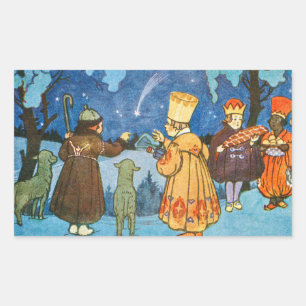 Epiphany Three Kings from the East by Zdenek Guth Rectangular Sticker