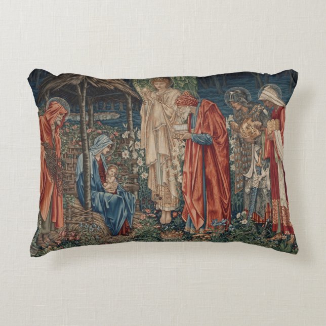 Epiphany Three Kings Virgin Mary Baby Jesus Joseph Accent Pillow (Front)