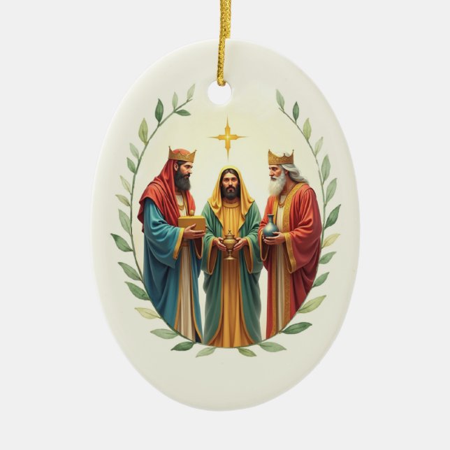 Epiphany Three Wise Men Kings God's Peace Blessing Ceramic Ornament (Front)