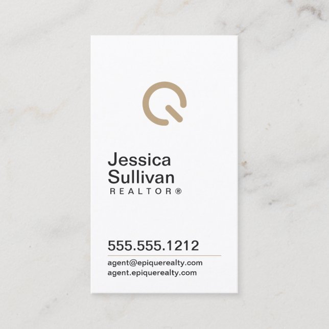 Epique White Modern Business Card (Front)