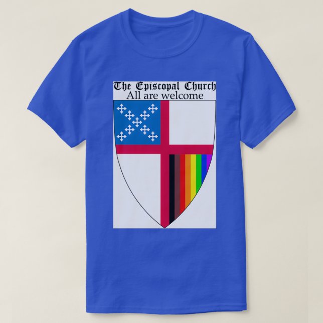 Episcopal Church Shield with 8 Colours Rainbow Pri T-Shirt (Design Front)