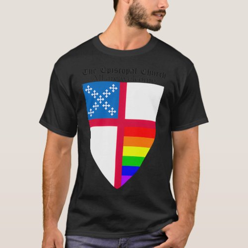 Episcopal Church Shield with Rainbow Pride Horizon T_Shirt