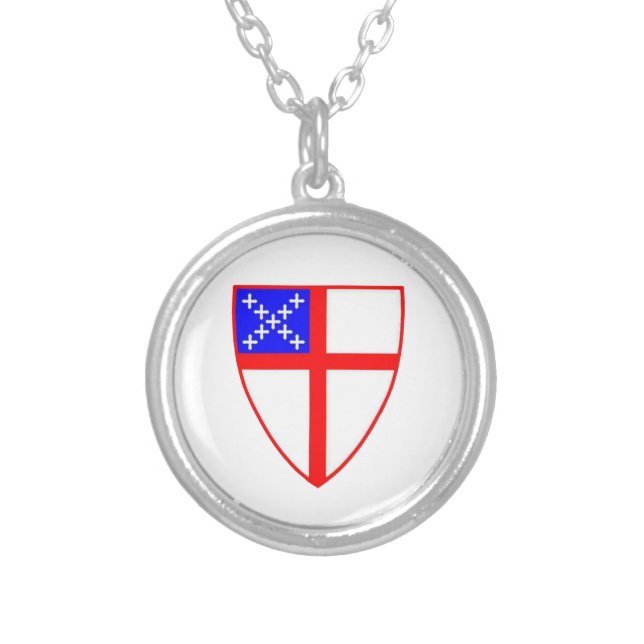 Episcopal Shield Silver Plated Necklace (Front)