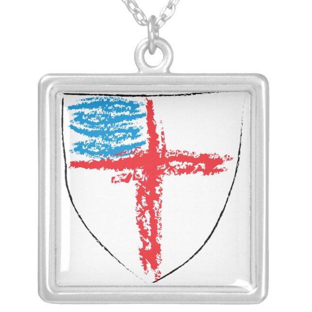 Episcopal Shield Silver Plated Necklace (Front)