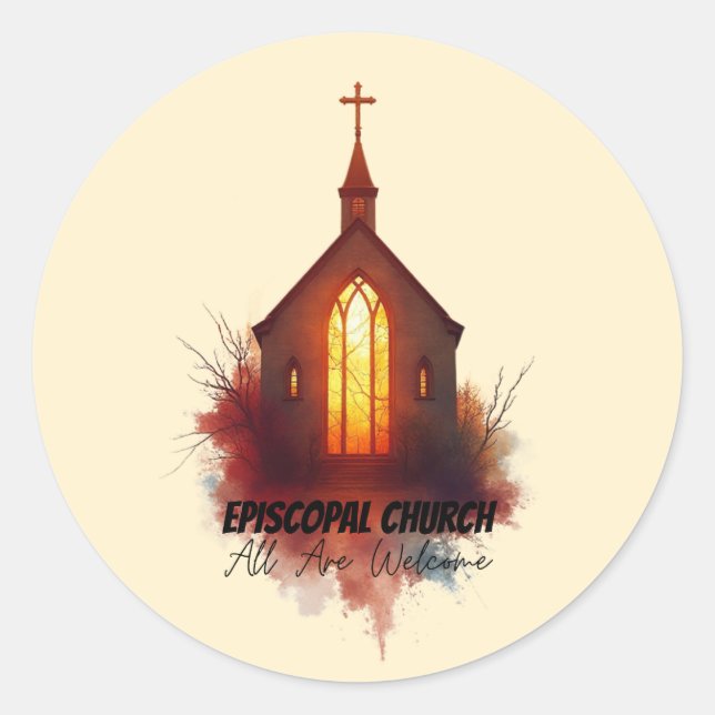 Episcopal Splash Art – All Are Welcome Classic Round Sticker (Front)
