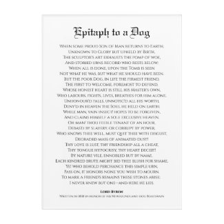 Epitaph of a Dog, Lord Byron Poem Acrylic Print