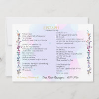 Epitaph Poem Watercolor Memorial Flat Card