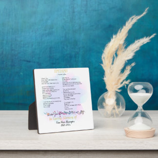 Epitaph Poem Watercolor Memorial Plaque