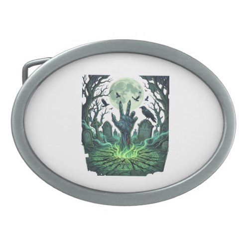 Epitapip Zombie Hand Full Moon Graveyard Belt Buckle