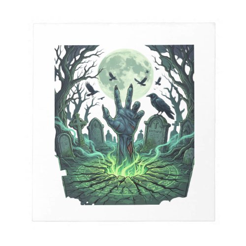 Epitapip Zombie Hand Full Moon Graveyard Notepad