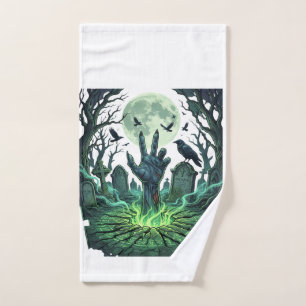 Epitapip Zombie Hand Full Moon Graveyard Towel
