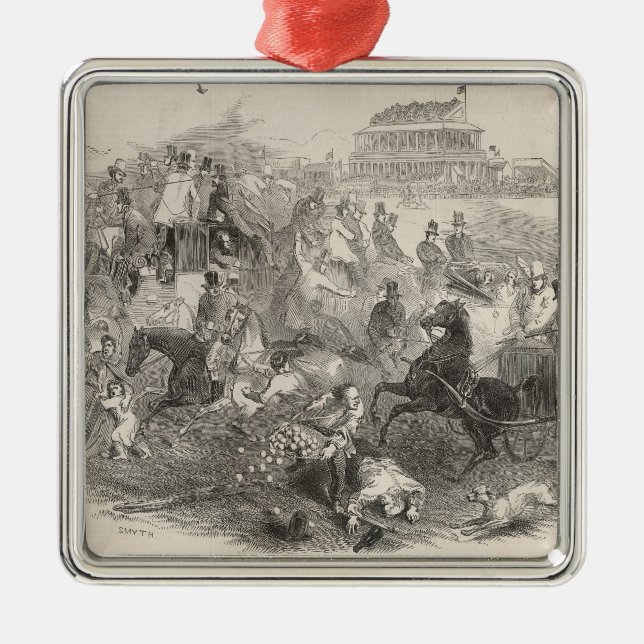 Epsom Races, 'Derby Day': Leaving the Course Metal Ornament (Front)