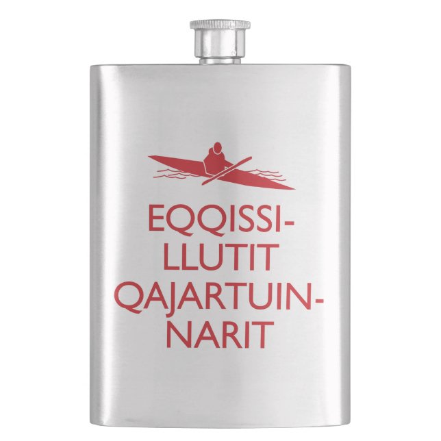 Eqqissillutit Qajartuinnarit (Keep Calm and Kayak) Flask (Front)