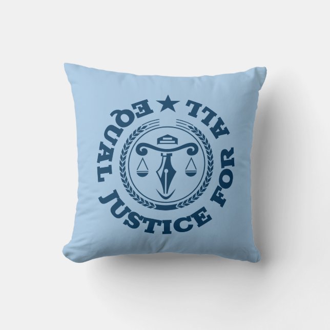 Equal Justice for all-Blue justice badge Throw Pillow (Front)