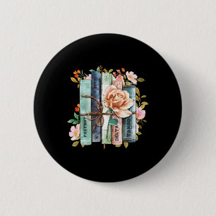 Equal Rights Book Flower Anti Trump Feminist Women Button
