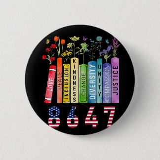 Equal Rights Book Flower Anti Trump Feminist Women Button