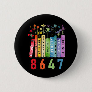Equal Rights Book Flower Anti Trump Feminist Women Button