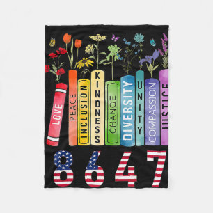 Equal Rights Book Flower Anti Trump Feminist Women Fleece Blanket