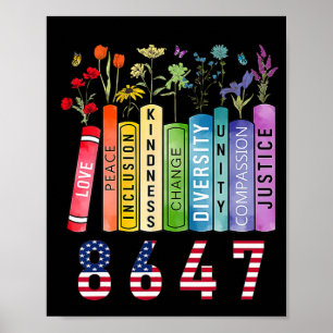 Equal Rights Book Flower Anti Trump Feminist Women Poster