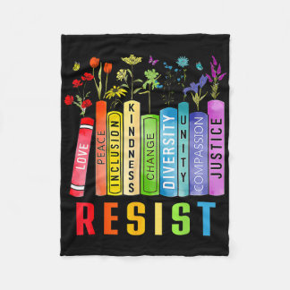 Equal Rights Book Flower Trump Women Rights Femini Fleece Blanket